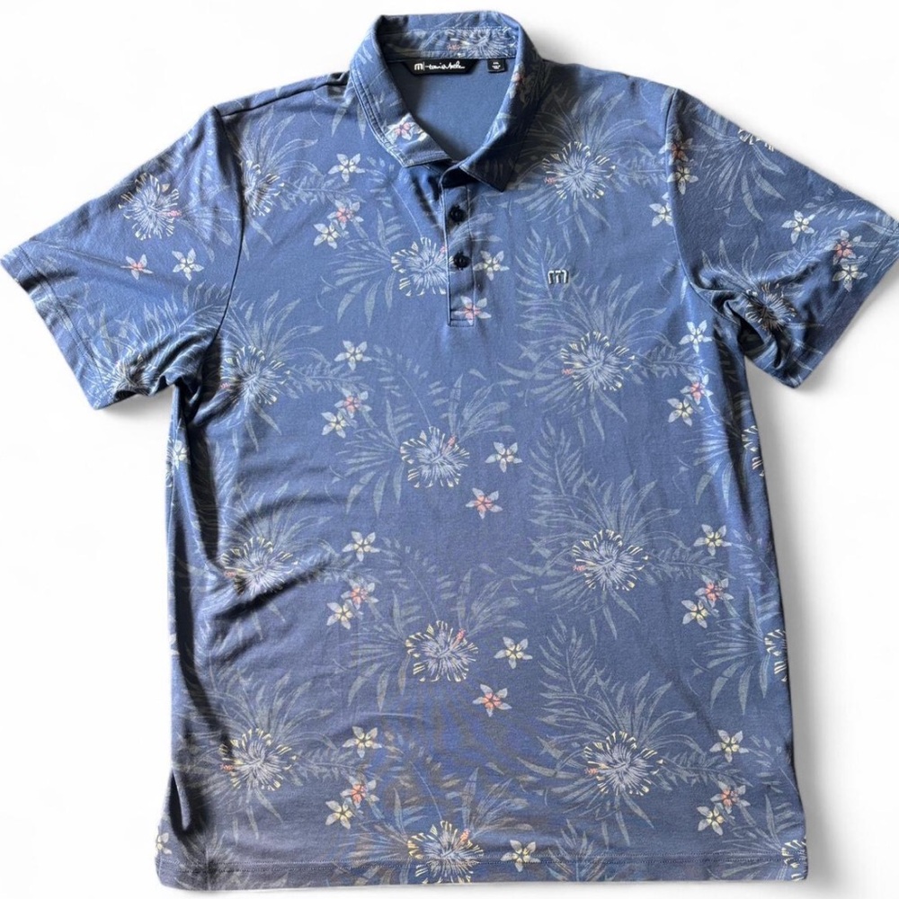Travis Mathew Calmer Waters Floral Hawaiian Polo